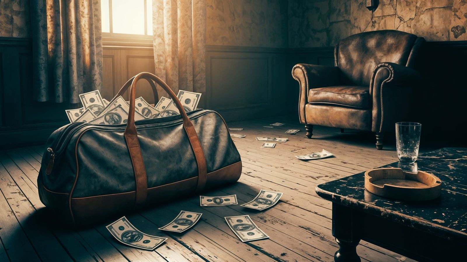 Wealth and Despair in a Faded Living Room