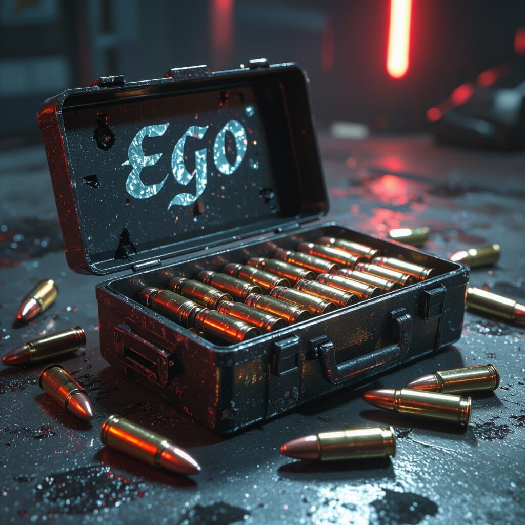 Ammunition Box with Engraved Bullets in Cyberpunk Style