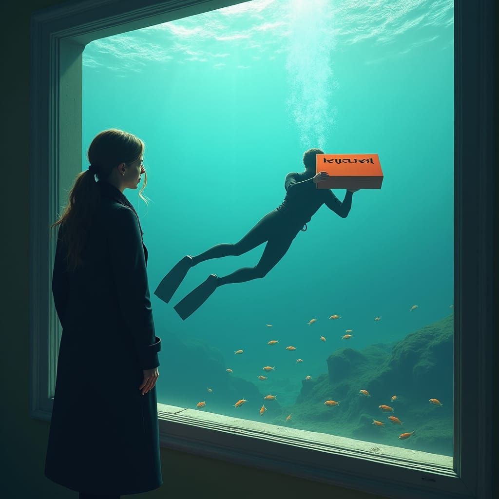 Scuba Diving Pizza Delivery Man
