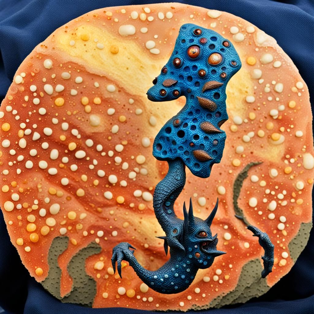 Resin Cast Sea Monster: Surreal Digital Art