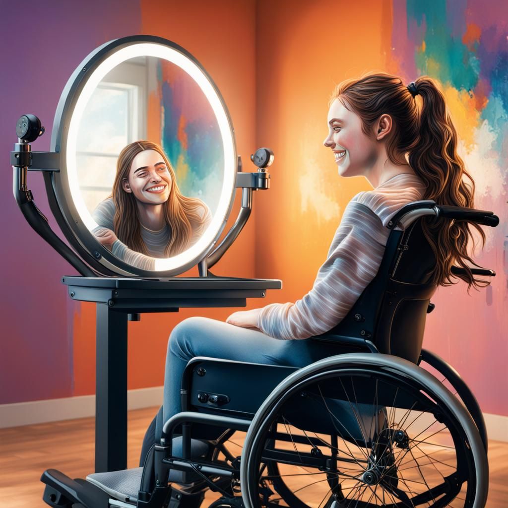 Teenage Girl with Rett Syndrome Smiling: Hyperrealistic Port...