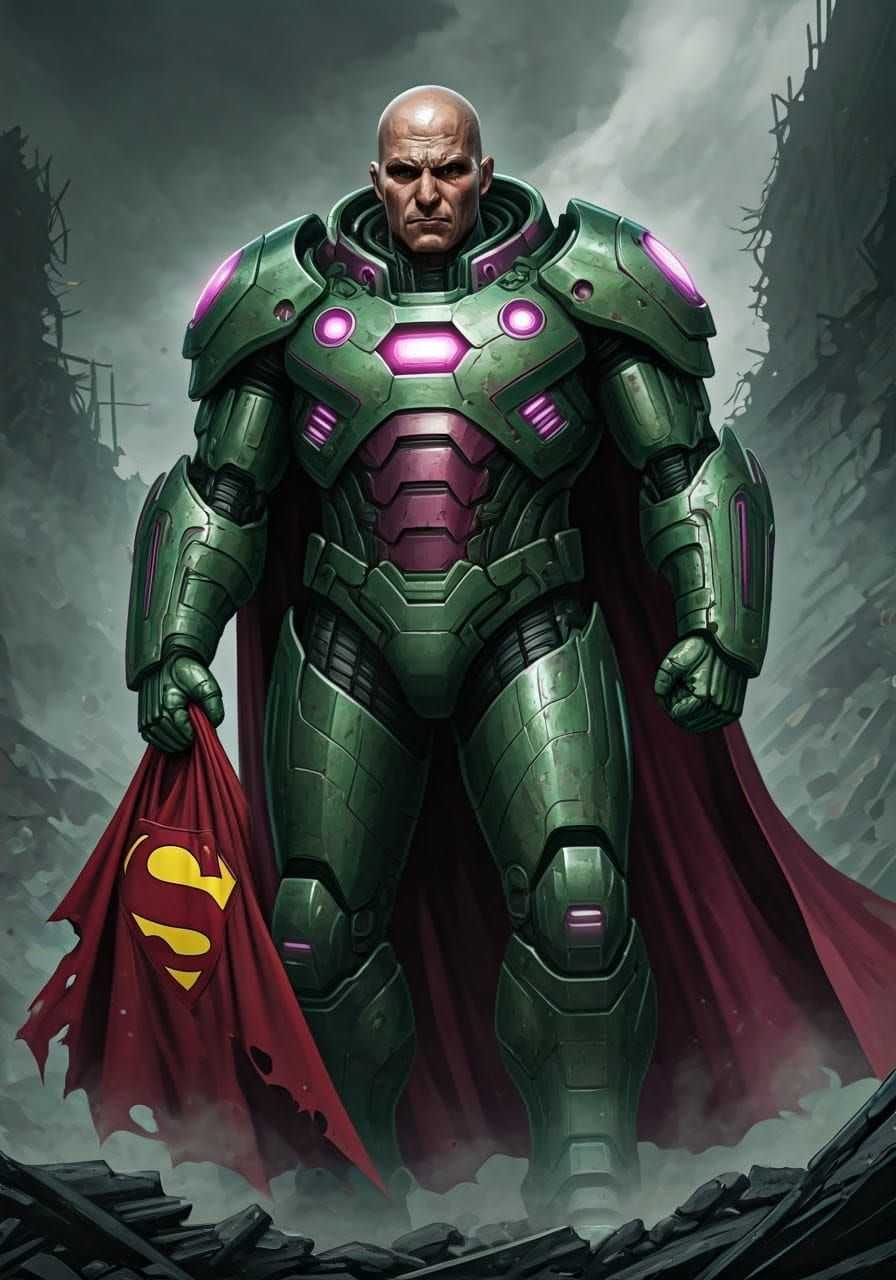 Lex Luthor in Metropolis Ruins, Gritty Realism Style
