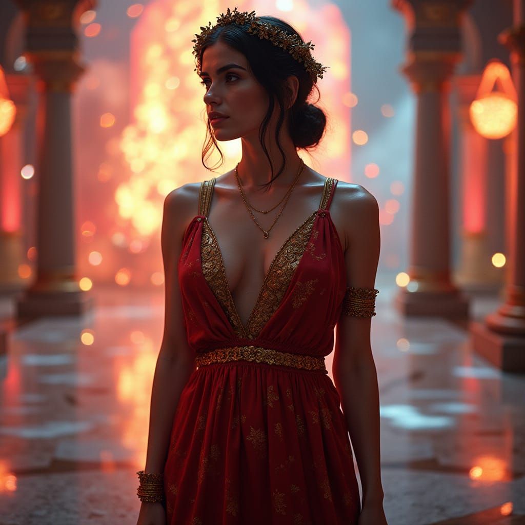 Ancient Goddess of Disco in Futuristic Roman Style