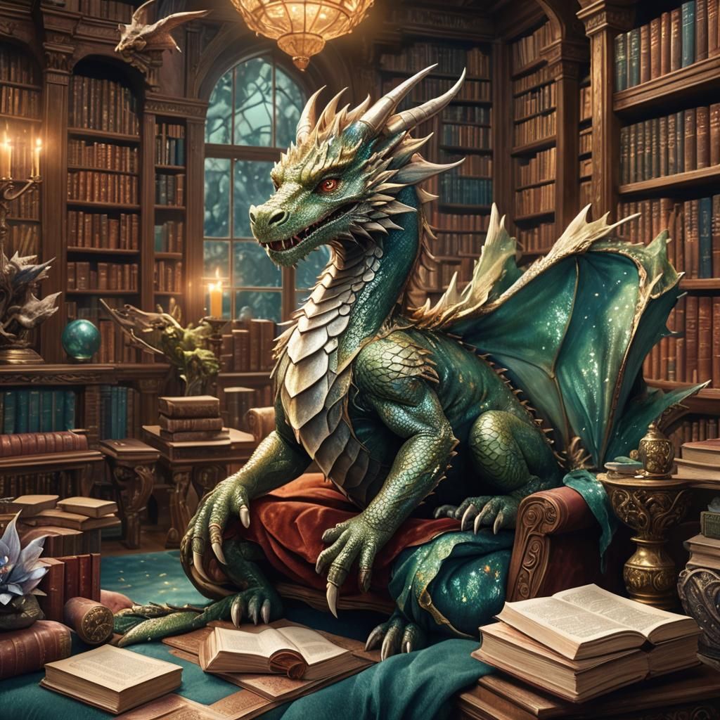 Enchanted Library: Dragon, Sprites and Nine-Tailed Fox