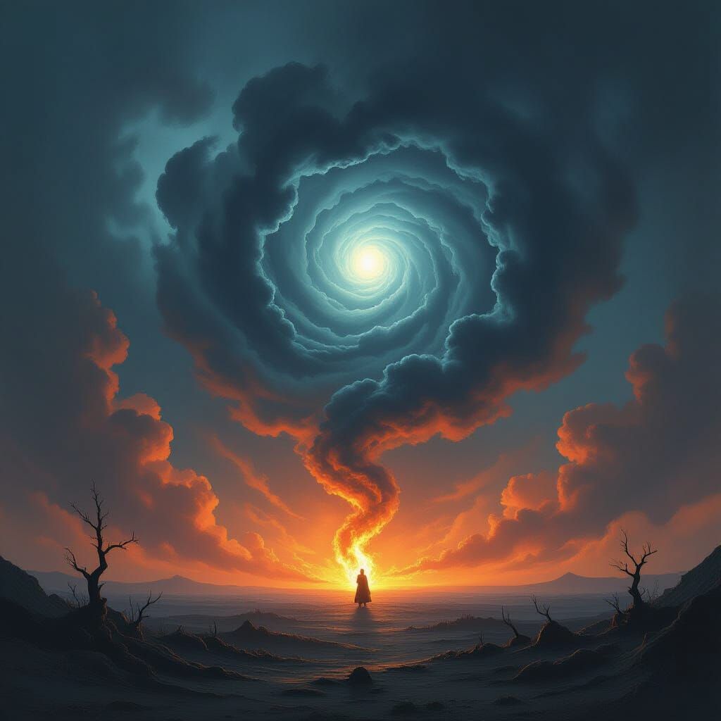 Apocalyptic Sky Vortex with Faint Hope