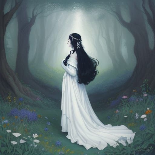 Enchanted Snow White Lost in Whimsical Forest