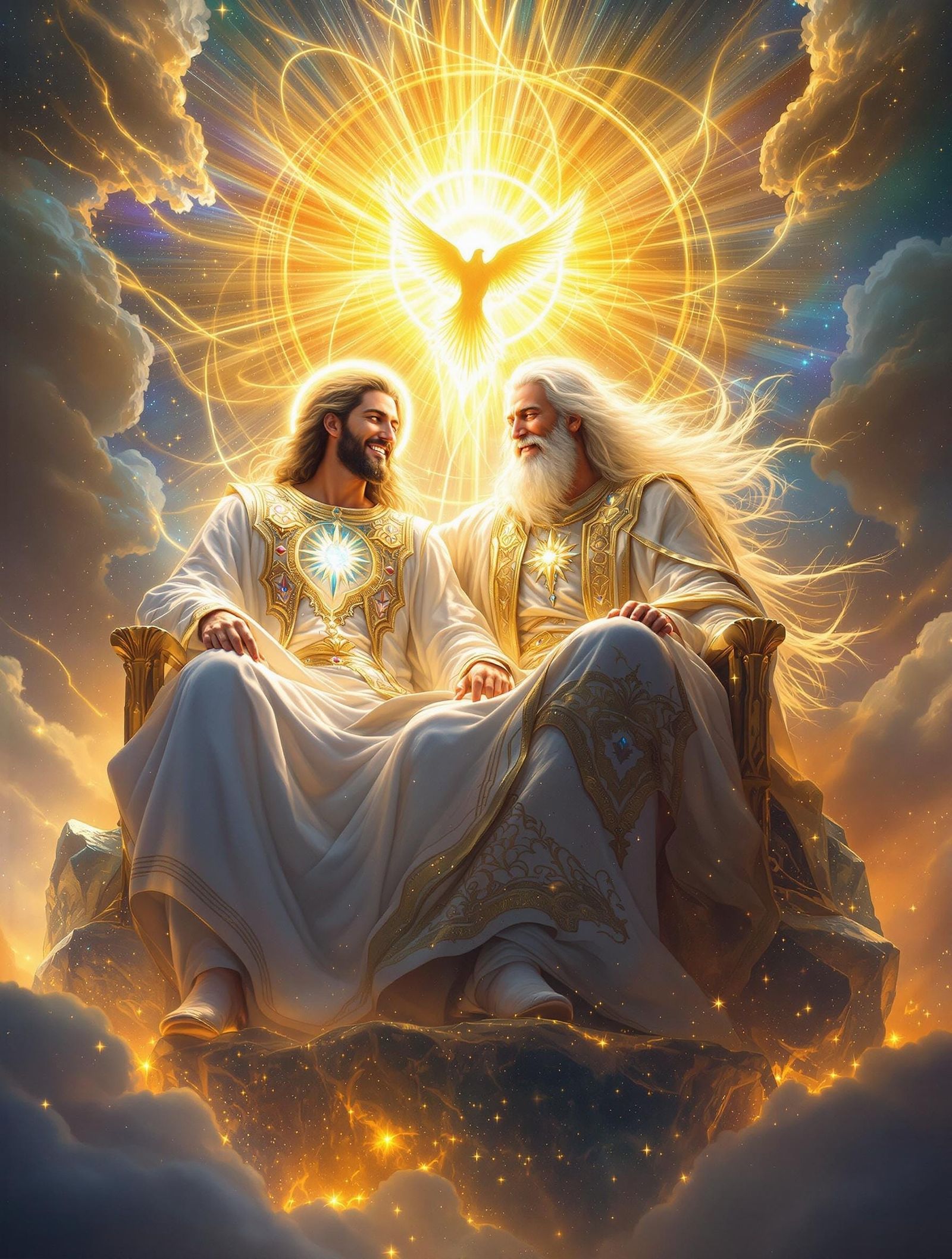 Ancient Godly Trio in Glorious Heavenly Aura