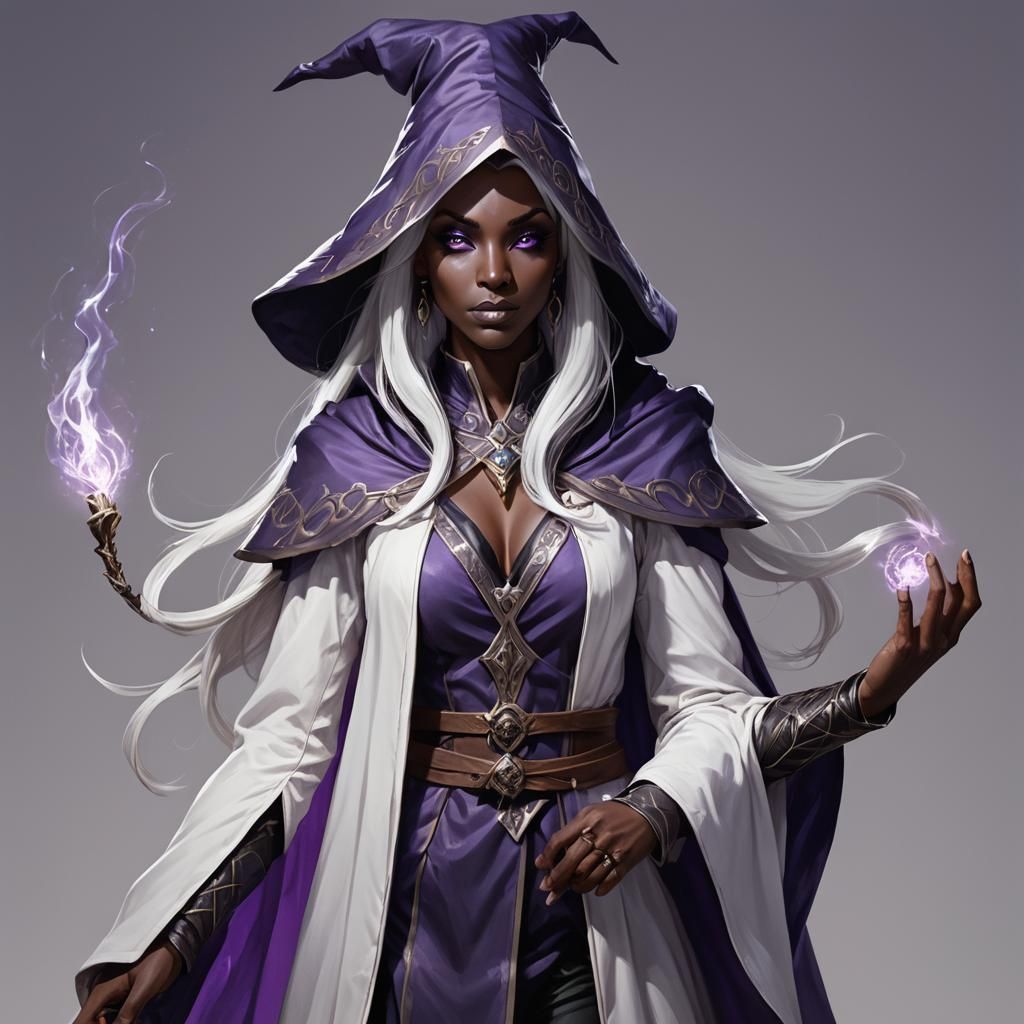 Dark Elf Wizard Casting a Spell: Fantasy Portrait