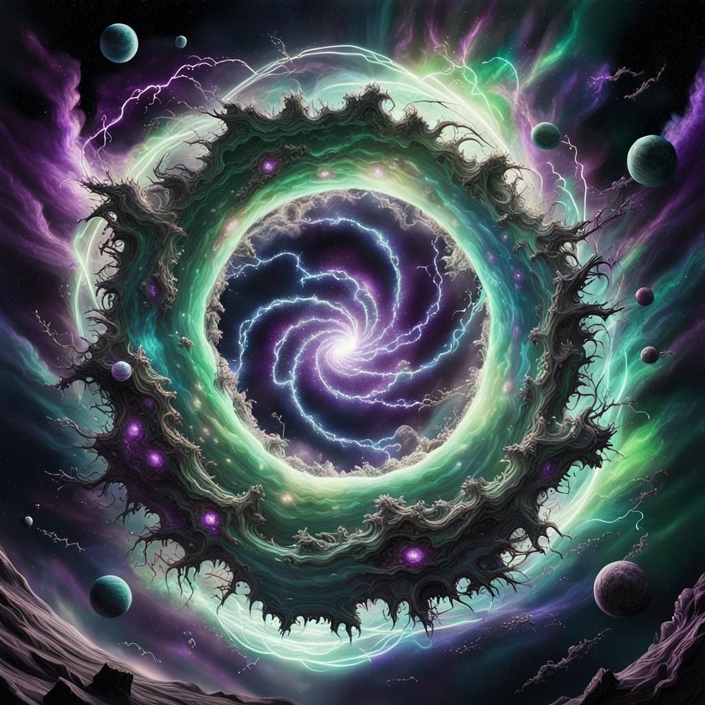 Ethereal Entity Bursts From Cosmic Vortex