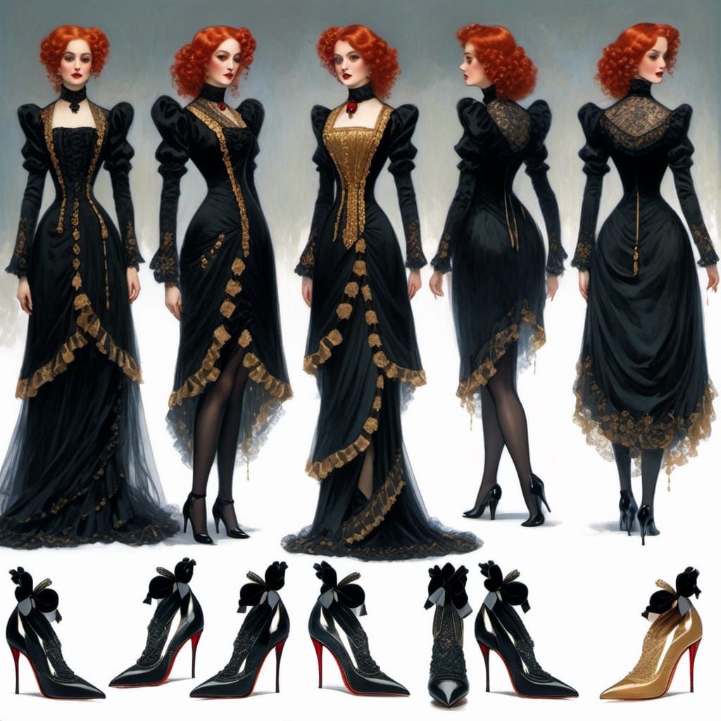 Victorian Vampire Mina Harker in Edward Cucuel Style