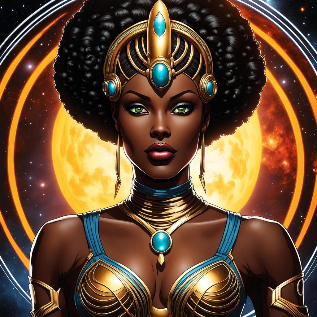 Afrocentric Space Alien Goddess with Living Dreads