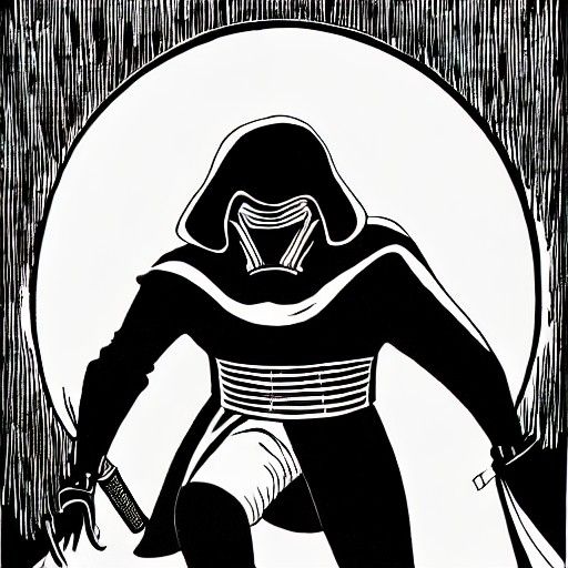 Kylo Ren as Whimsical Caricature in Hirschfeld Style