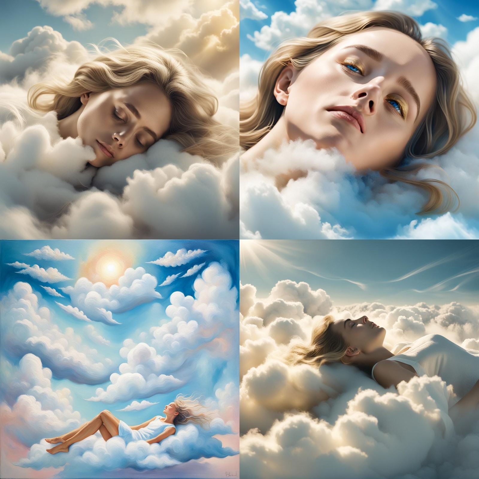 Dreamy Image of Person Sleeping in the Clouds