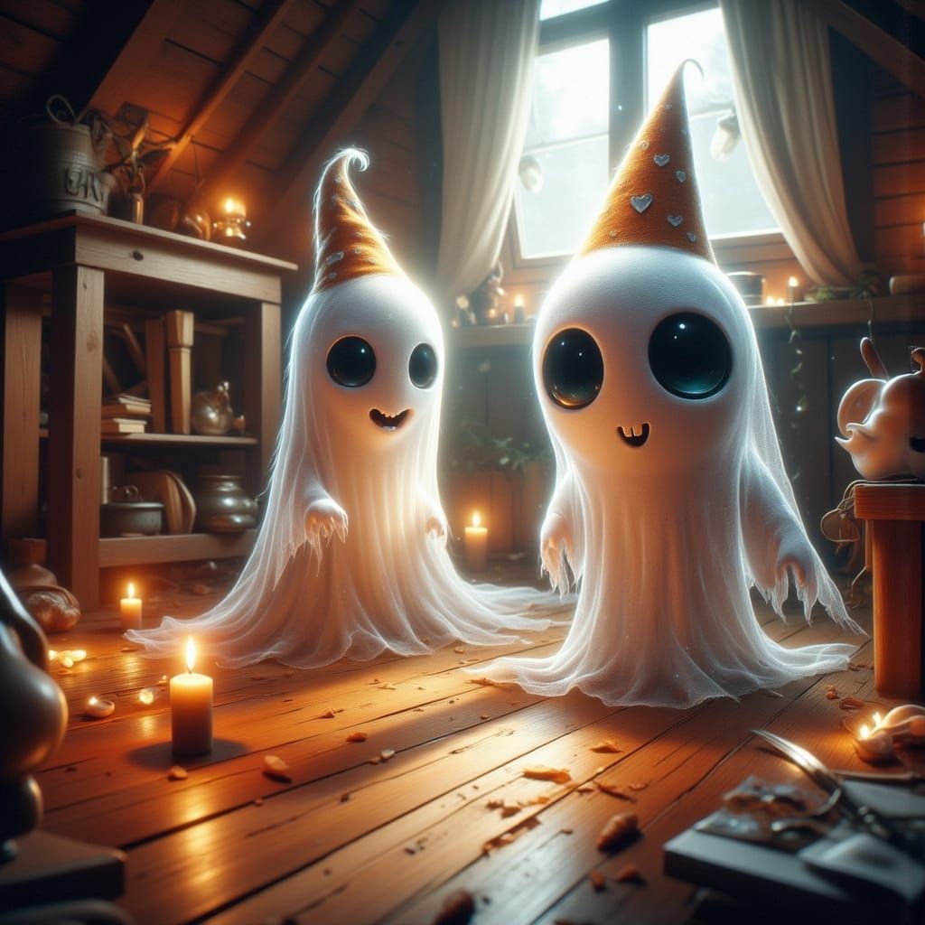 Cute Ghosts Celebrate a Happy Birthday Party