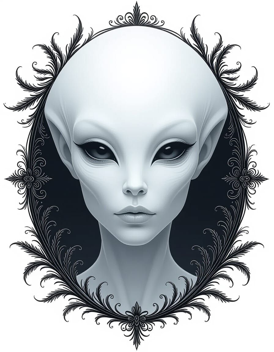 Monochromatic Portrait of Gorgeous Alien Creature