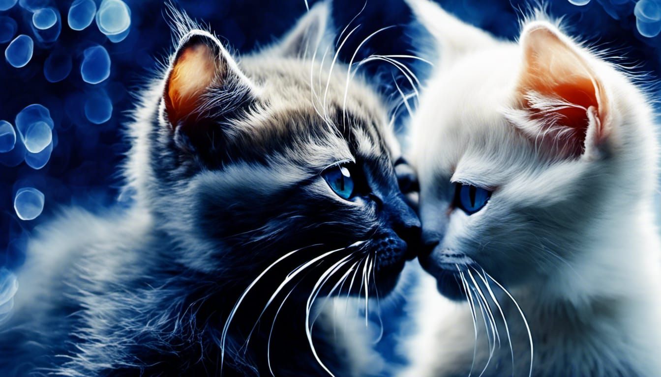 Constellation Kittens Kissing in Love Garden