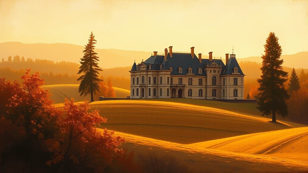 Grand Chateau in Golden Autumn Light