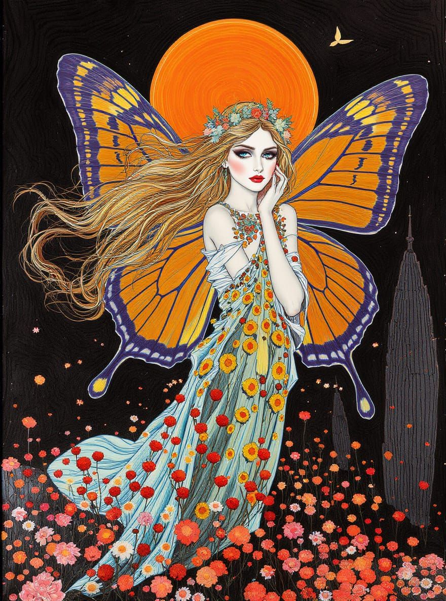 Beautiful Woman With Butterfly Wings in Palestine