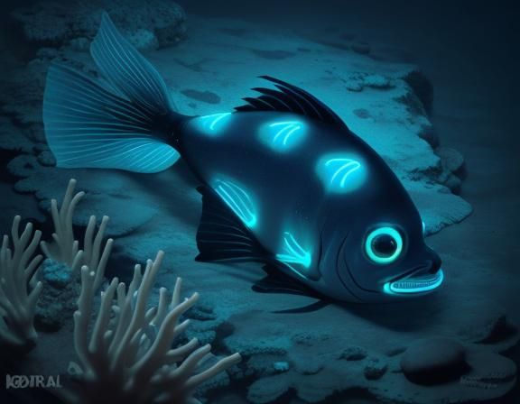 Bioluminescent Deep-Sea Fish in the Abyss