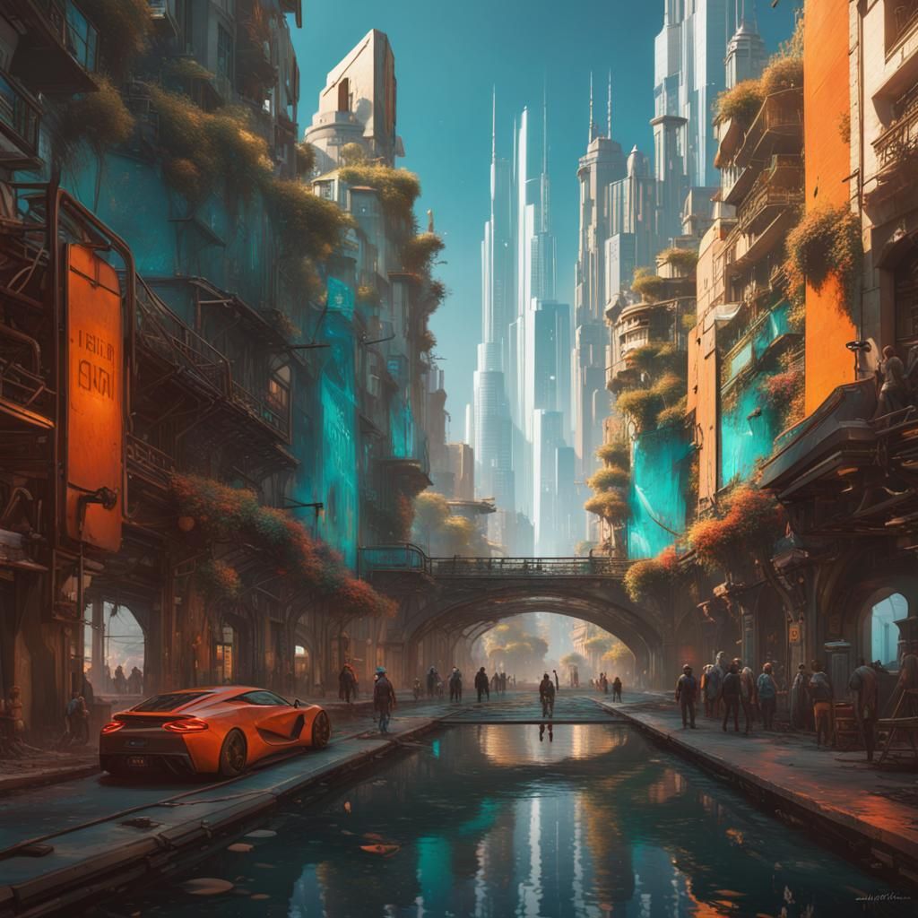 AI-Powered Futuristic City Concept Art