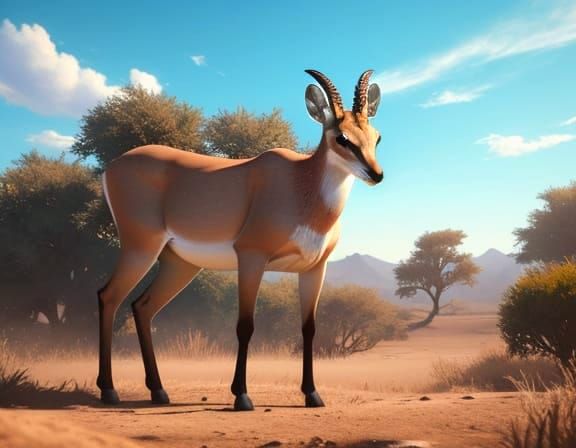 Thomson's Gazelle Head Shot Against Colorful Sky