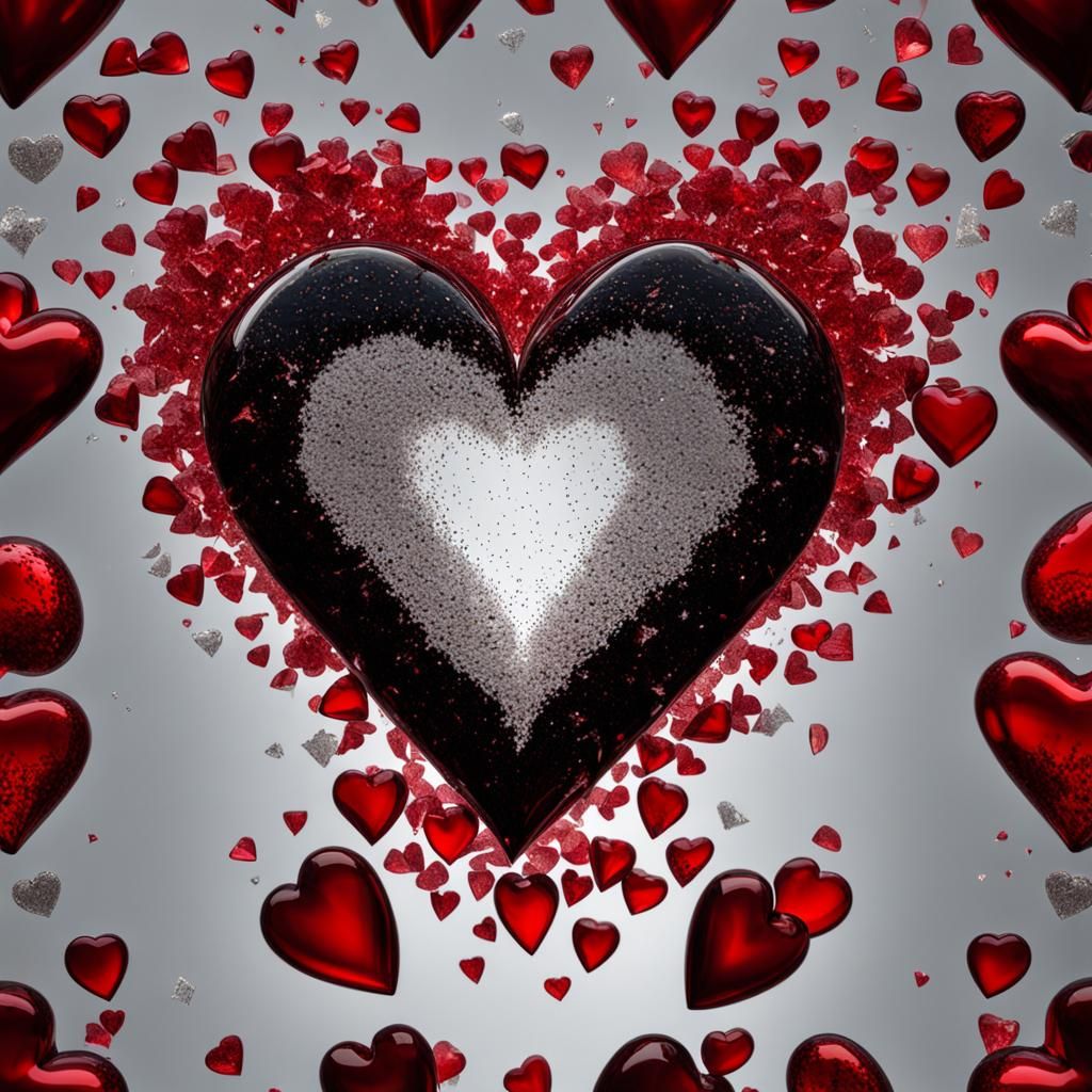 Shattered Glitter Heart: A Hyperrealistic Multi Exposure