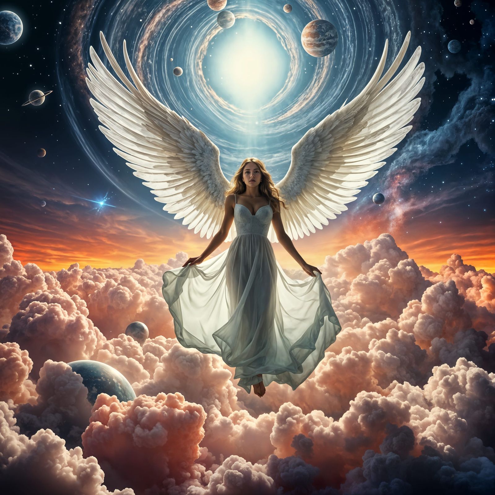 Angel of Creation in a Vibrant Cosmic Realm