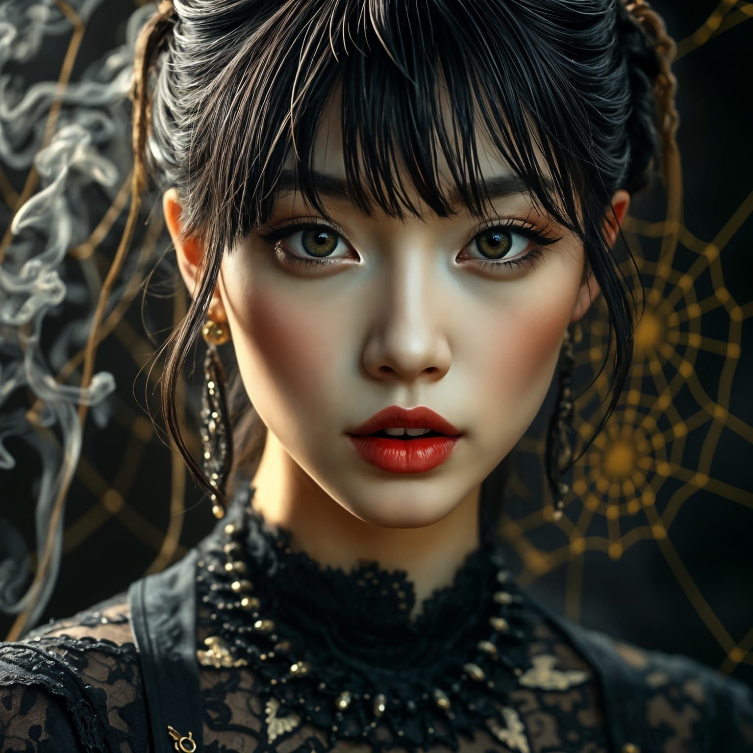Gothic Goddess with Intricate Fantasy Background
