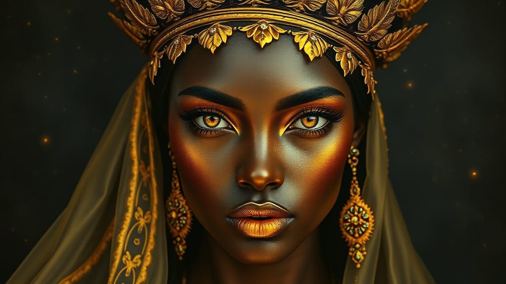 Golden Goddess in Regal Headdress