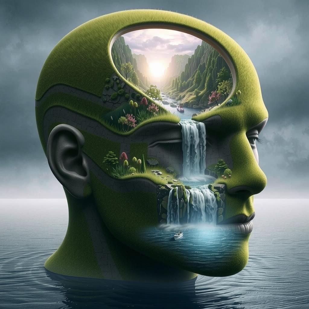 Surreal Landscape on a Bald Head