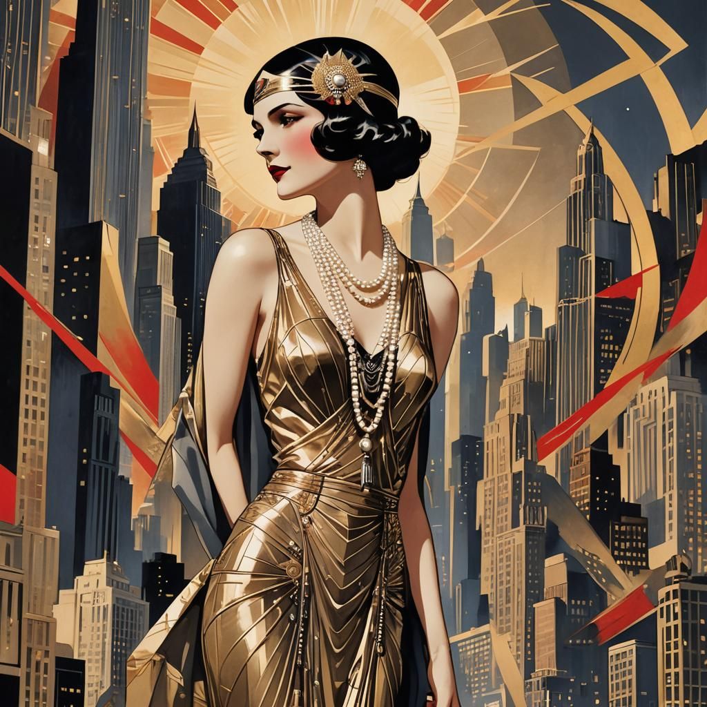 Elegant Art Deco Woman in the City