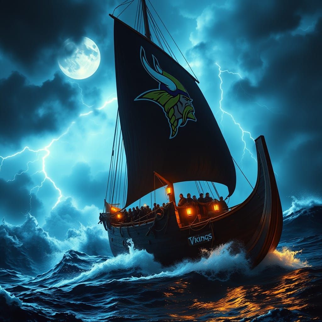Stormy Viking Longship in Epic Cinematic Style