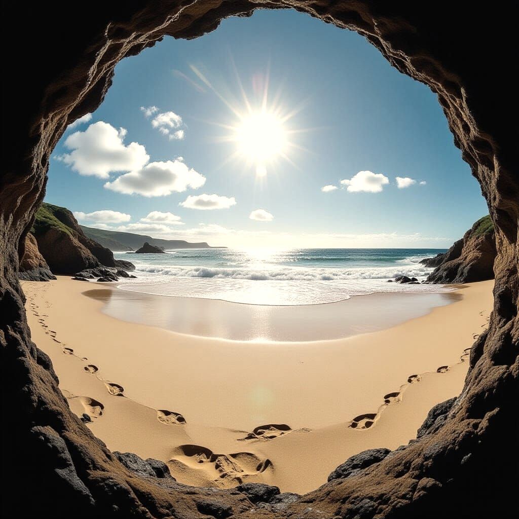 Lonely Portugal Beach in Fisheye HDR Photography