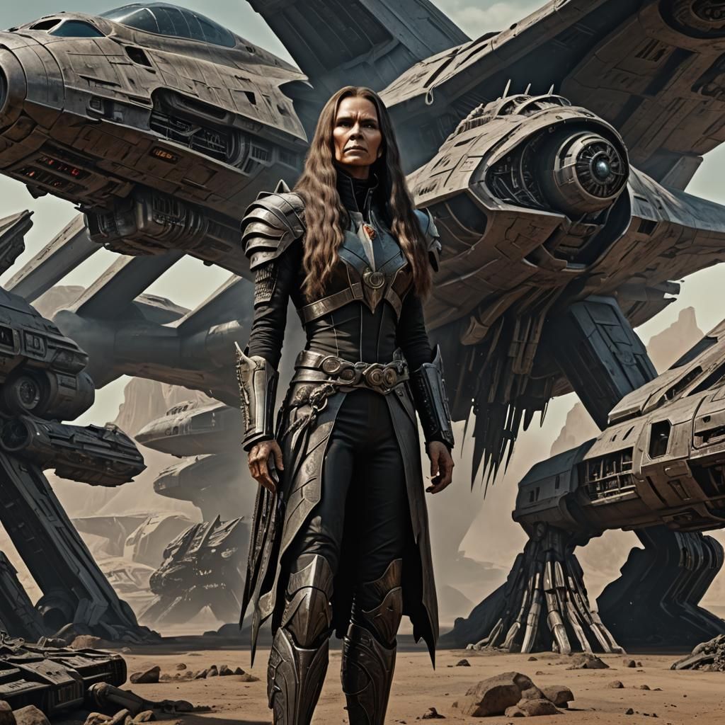Klingon Woman and Warbird in Hyperrealistic Style