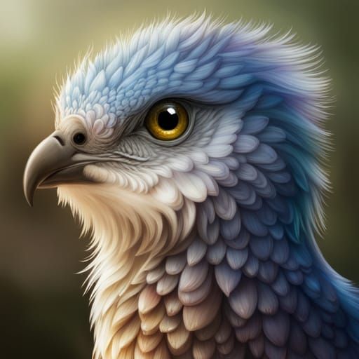 Whimsical Blue Bird in Fractal Bloom