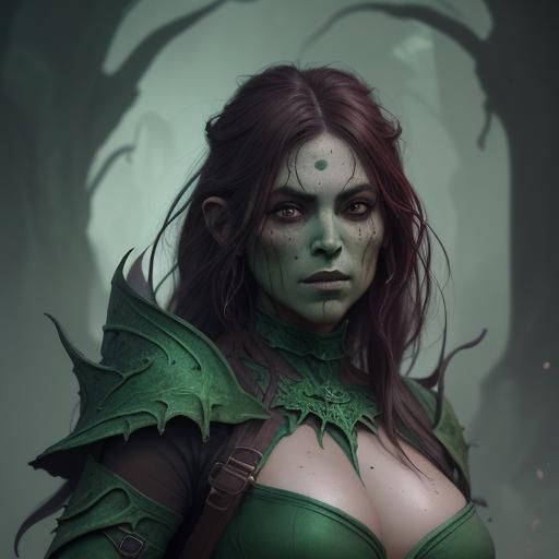 Beautiful Green Orc Woman: Fantasy Art