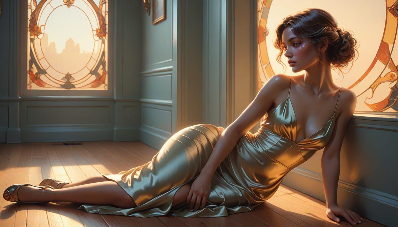 Sultry Woman in Golden Evening Light