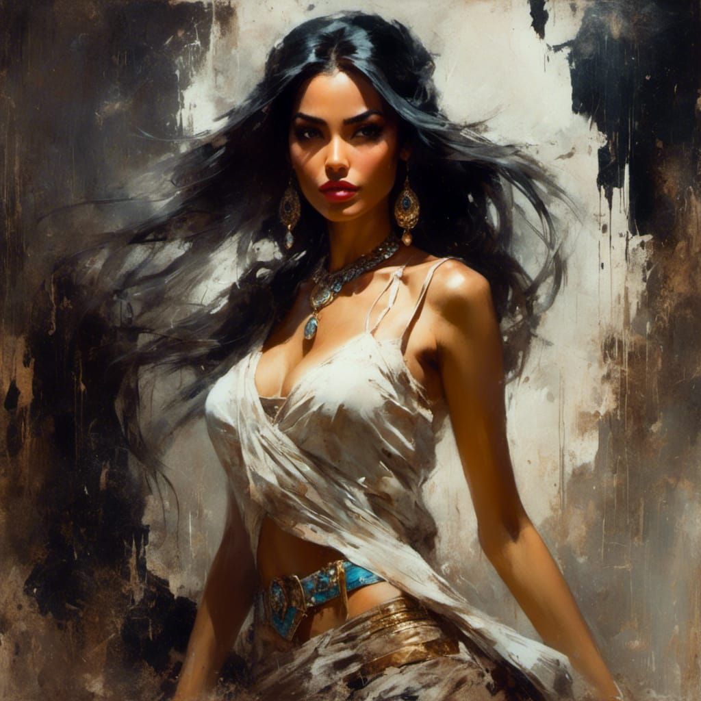 Jasmine Portrait in Noir Ink Style