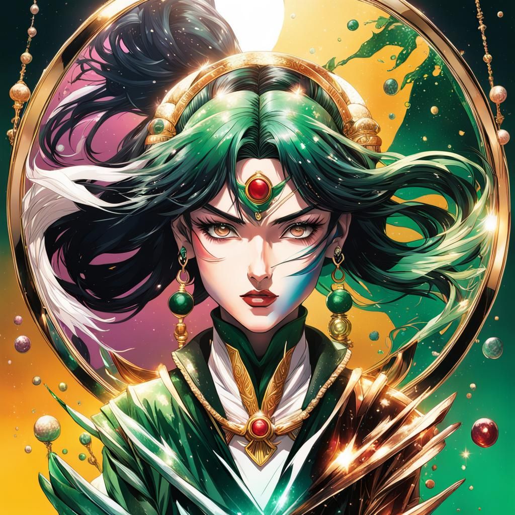 Sailor Pluto and Setsuna Meiou (mirror image)