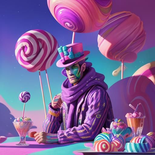 Aliens in a Candy Cafe Digital Illustration