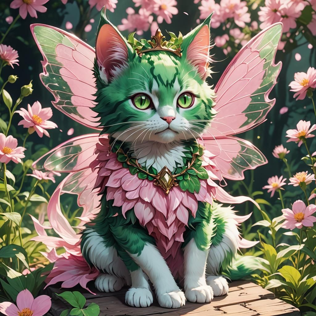 Pink and Green Fairy Cat: Anime Manga Scan