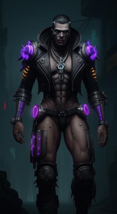 Cyberpunk Frankenstein Gorilla Dark Fantasy Concept Art