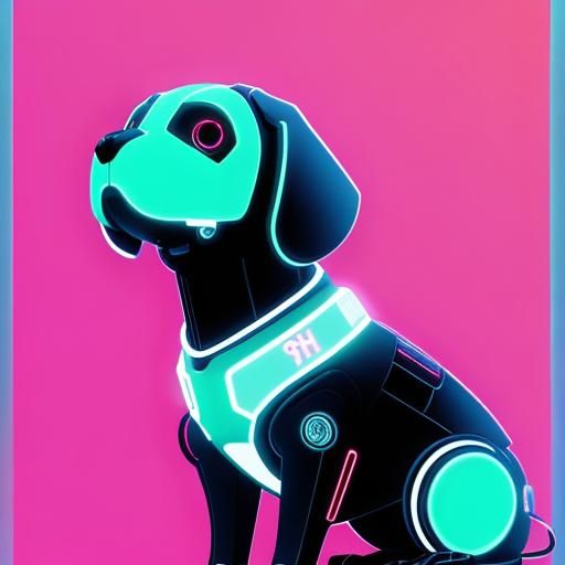 Cute Neon Robot Beagle