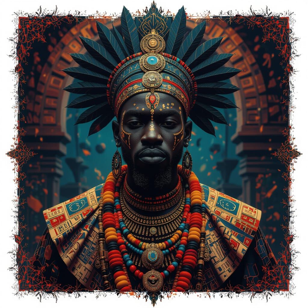 Yoruba Eleggua Figure in Vibrant Fantasy Concept Art