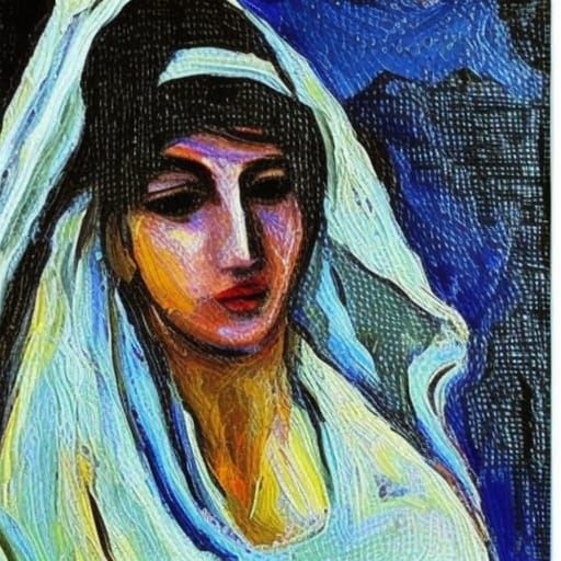 Middle Eastern Woman in Neo-Impressionist Style