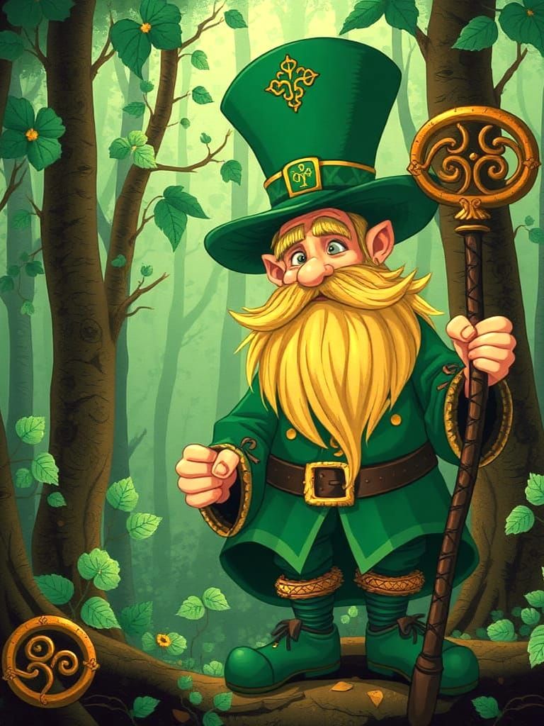 Leprechaun celte dans une forêt enchantée