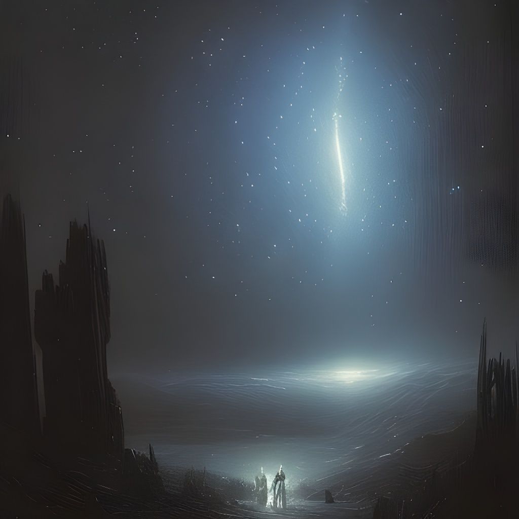 Horrific Galaxy Starry Night, Engraving Style