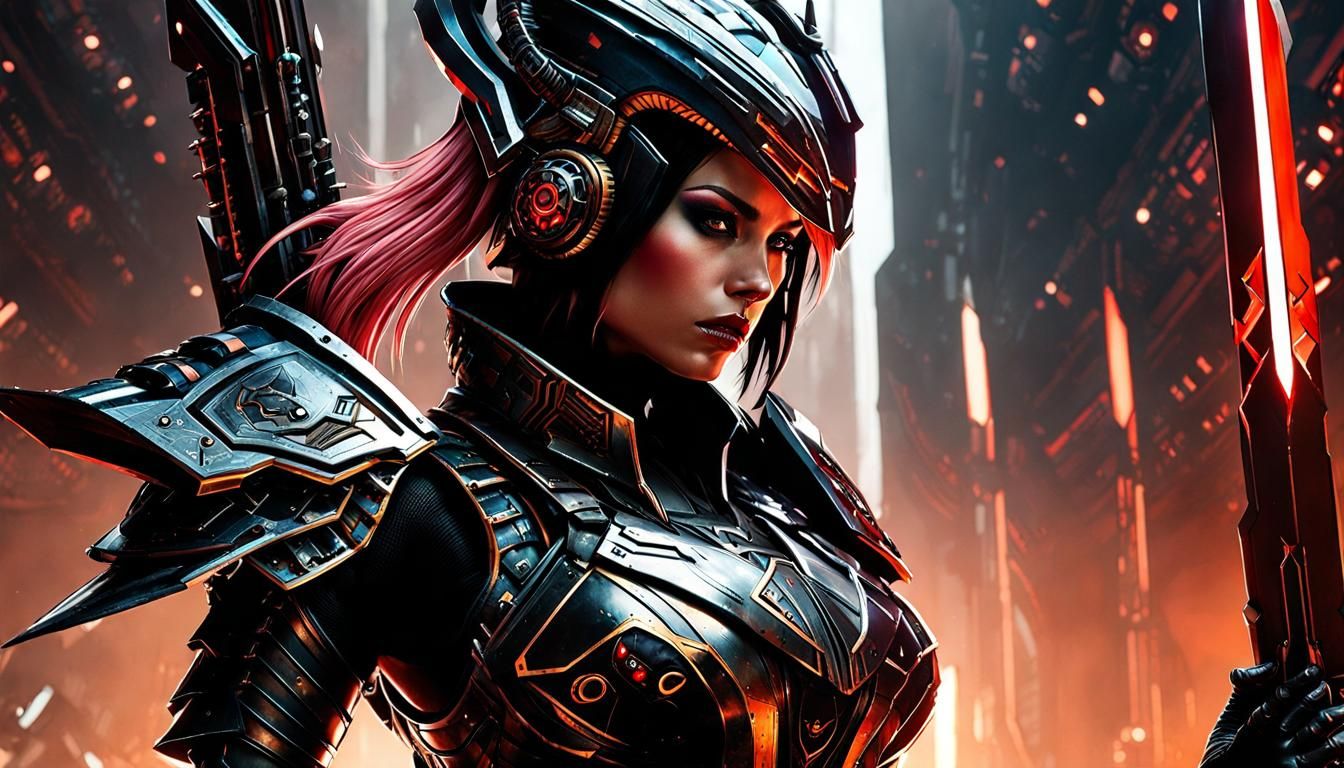 Demonic Space Assassin in Dark Synth Style