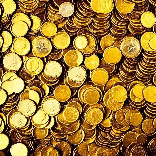 Golden Coins Overflowing from Box, Top-Down View
