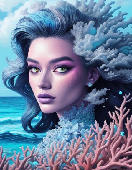 Ocean Supermodel in Charcoal Digital Art